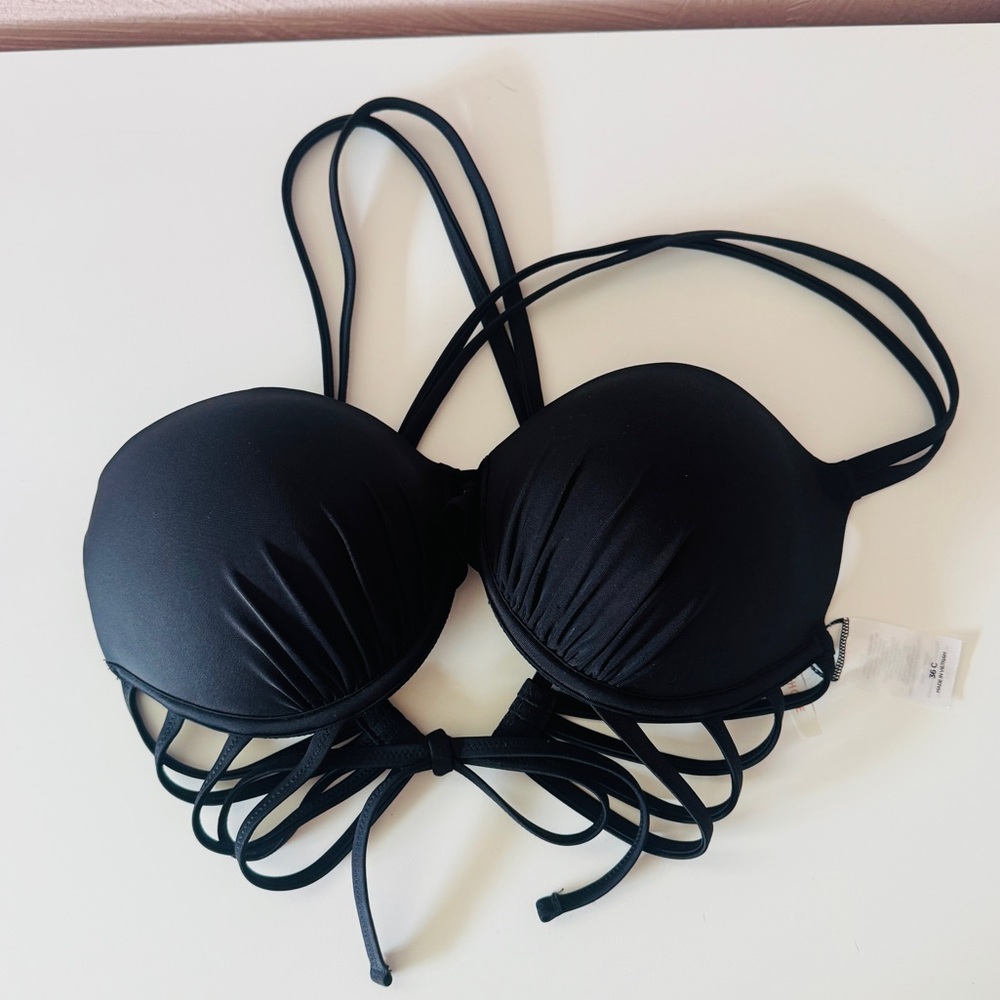 Black Strappy Bikini Top